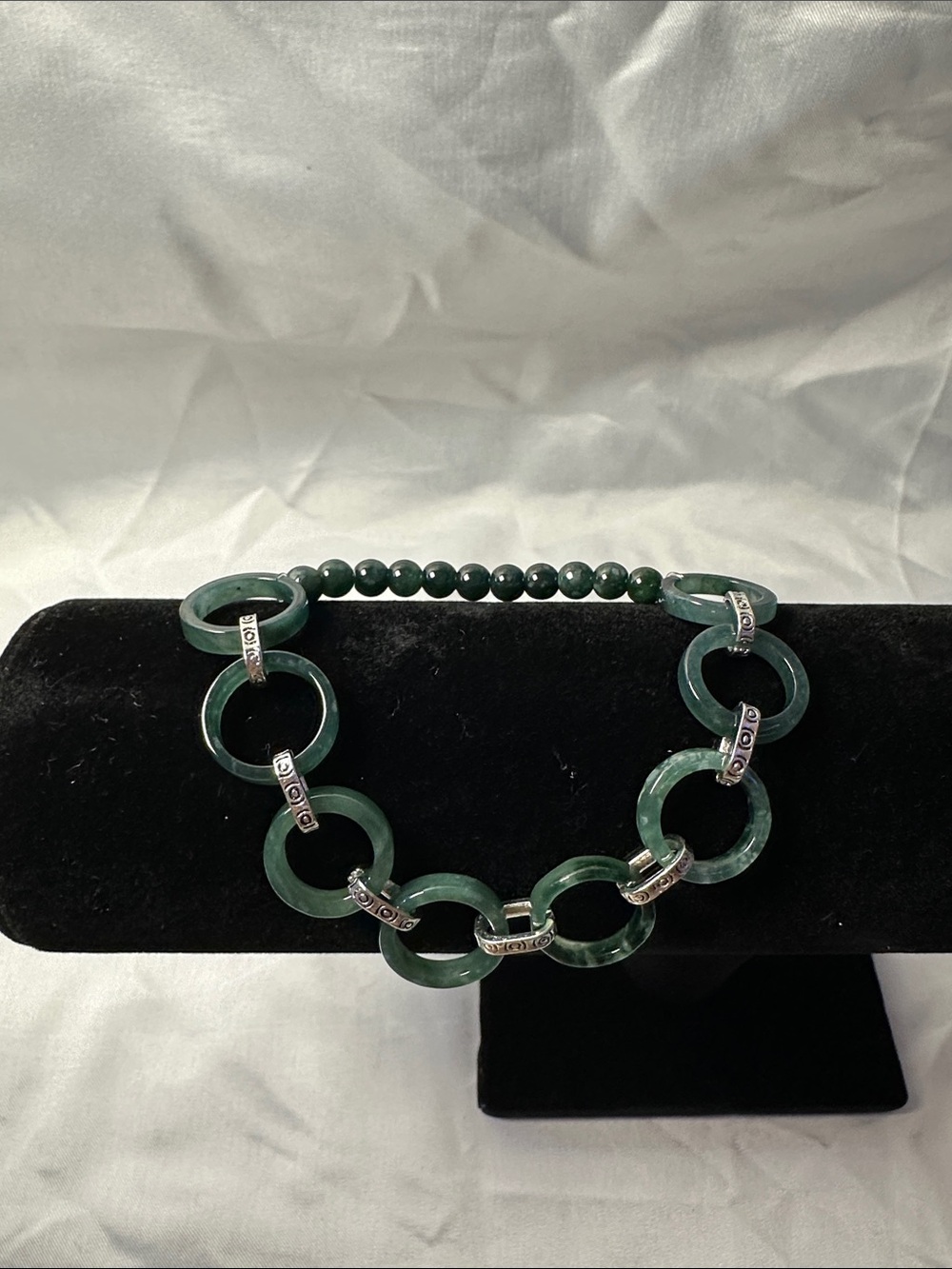 Jade Bracelet with Silver Accents